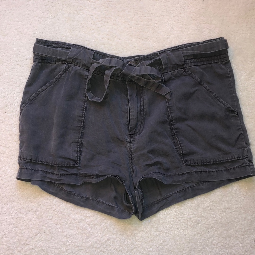 Free People Gray Drippy Belted Shorts